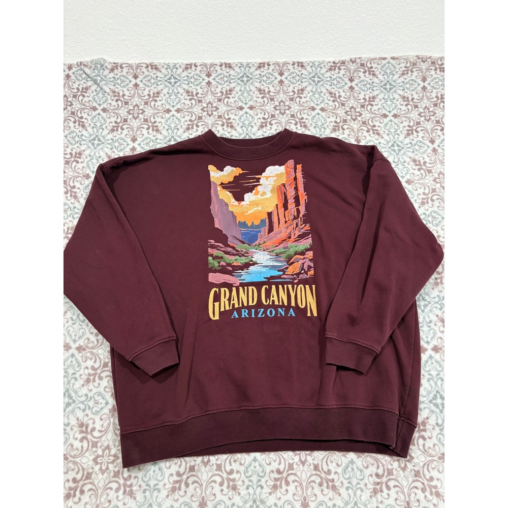 State of Mine Grand Canyon Arizona Graphic Sweatshirt Maroon XXL Crewneck